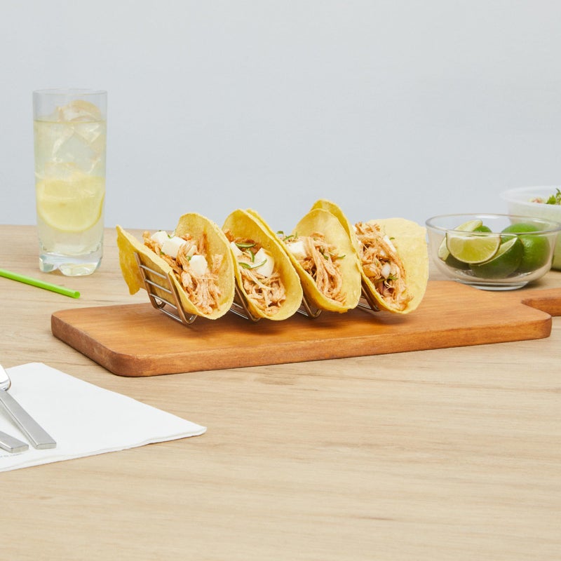 Restaurantware 7.1 Inch x 2.5 Inch Taco Stand 1 Rectangle Taco Rank - Fits 4 Tacos Reversible Silver Stainless Steel Taco Holder Dishwasher Safe For Hard Or Soft Shells - Image 3